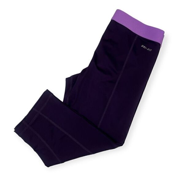 Nike Dri Fit Purple Cropped Leggings Size Small - Picture 1 of 5